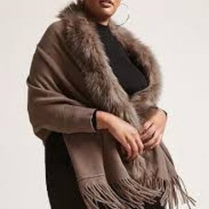 Plus Size May Logan Faux Fur Cardigan Cape